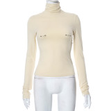 Solid Color Long Sleeve Slim Tops GSZM-M23TP428