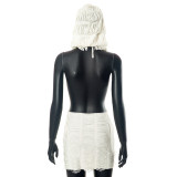 Solid Sleeveless Hooded Tassel Mini Dress GSZM-C23DS039