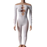 One Shoulder Hollow Out Skinny Yoga Jumpsuit GYDE-YDT023