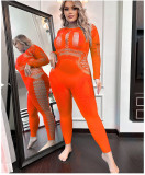 Sexy Erotic Hollow Out Long Sleeve Tight Jumpsuit GYDE-YD022
