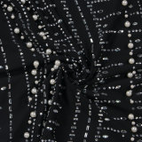 Hot Drill Feather Splicing Peal Mini Dress NY-2922