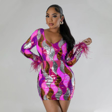 Sexy Sequin Long Sleeve Party Dress CYA-900960