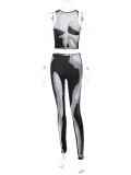 Fashion Print Sleeveless Vest And Pants 2 Piece Set BLG-S2B11096A
