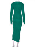Solid Color Long Sleeve Slim Maxi Dress BLG-D269186A