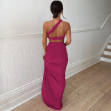 Backless Wrap Chest And Split Skirt Two Piece Set BLG-S3813894K