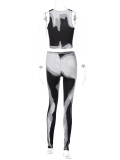 Fashion Print Sleeveless Vest And Pants 2 Piece Set BLG-S2B11096A