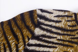 Tiger Print Long Sleeve Midi Dress BLG-D971080W