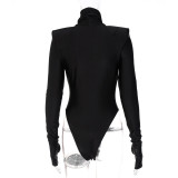 High Neck Long Sleeve Solid Bodysuit BLG-P1A6835A