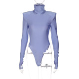 High Neck Long Sleeve Solid Bodysuit BLG-P1A6835A