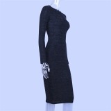 Fashion O Neck Slim Midi Dress BLG-D8A0540