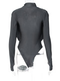 Sexy V-Neck Spliced Long Sleeve Bodysuit BLG-P2A10654A