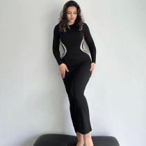 Solid Color Long Sleeve O Neck Maxi Dress BLG-D3713438K