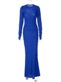 Fashion Solid Color Long Sleeve Slim Maxi Dress BLG-D3813931A
