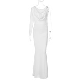 Fashion Single Shoulder Long Sleeve Maxi Dress BLG-D2A10652A