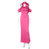 Solid Color Sexy Backless Zipper Tube Tops Dress BLG-D3512742A
