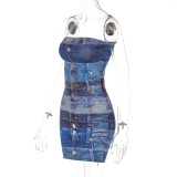 Backless Print Tube Tops Mini Dress BLG-D2C11412A