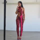 Sexy Lace See-Through Hollow Out Skinny Jumpsuit XEF-39727