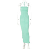 Sexy Solid Tie Up Slim Backless Maxi Dress BLG-D238047A