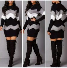 Fashion Knits Contrast Color Splicing Pullover ZDF-31324