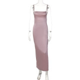 Fashion Backless Tie Up Split Sling Maxi Dress BLG-D238241K