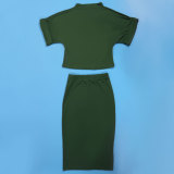 Solid Color Short Sleeve Split Midi Dress NY-10663