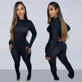 See Through Mesh Long Sleeve Jumpsuit NY-2989