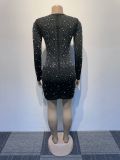 Long Sleeve Hot Drill Slim Mini Dress NY-2926