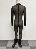 See Through Mesh Long Sleeve Jumpsuit NY-2989
