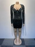 Long Sleeve Hot Drill Slim Mini Dress NY-2926