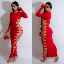 Solid Color Long Sleeve Slim Bandage Dress BY-6793