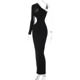 Sexy Hollow Out Single Long Sleeve Long Dress BLG-D3813933A
