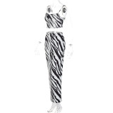 Print Sling Vest And Long Skirts Two Piece Set BLG-S3211646K
