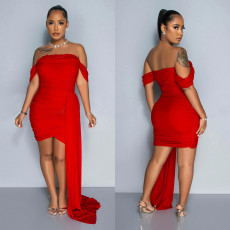 Solid Color Sexy Mesh Backless Mini Dress BY-6795