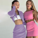 Fashion Short Blazer And Skirt Two Piece Set BLG-S2810079K