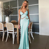 Sexy Sling Hollow Out Backless Maxi Dress BLG-D3512725K
