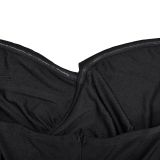 Long Sleeve Pleated Backless Split Maxi Dress BY-6797
