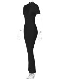 Short Sleeve Backless Split Maxi Dress BLG-D3312103A