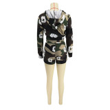 Casual Print Hooded Drawstring Two Piece Set FOSF-8379