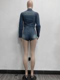 Fashion Long Sleeve Coat And Shorts Denim Two Piece Set YMEF-51057