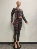 Colorful Knits Long Sleeve Two Piece Pants Set YMEF-51055