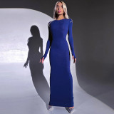 Long Sleeve Solid Color Maxi Dress BLG-D3B14895A