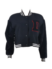 D Letter Print Baseball Jacket Coat ZDF-31326