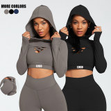 Yoga Wear Crossover Hooded Top 3 Piece Set GMDI-35594