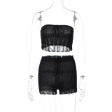 Sexy Knits Wrap Chest Vest And Short Two Piece Set BLG-S3412308W
