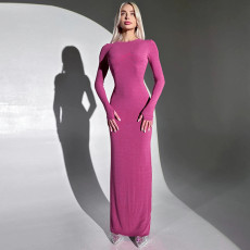 Long Sleeve Solid Color Maxi Dress BLG-D3B14895A