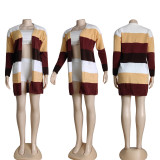 Stripe Color Blocking Cardigan Sweater Coat GYSF-8006