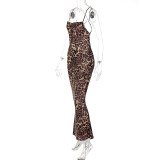 Leopard Print Backless Tie Up Maxi Dress BLG-D1A6785K