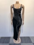 Sexy Hot Drill Split Tight Maxi Dress NY-2931