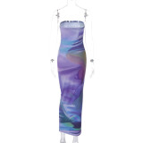 Fashion Print Backless Tube Top Maxi Dress BLG-D3512628K