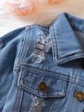Kids Girl Solid Color Long Sleeve Denim Jacket YKTZ-216